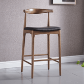 Hans 時尚實木皮革座墊高腳酒吧吧檯椅